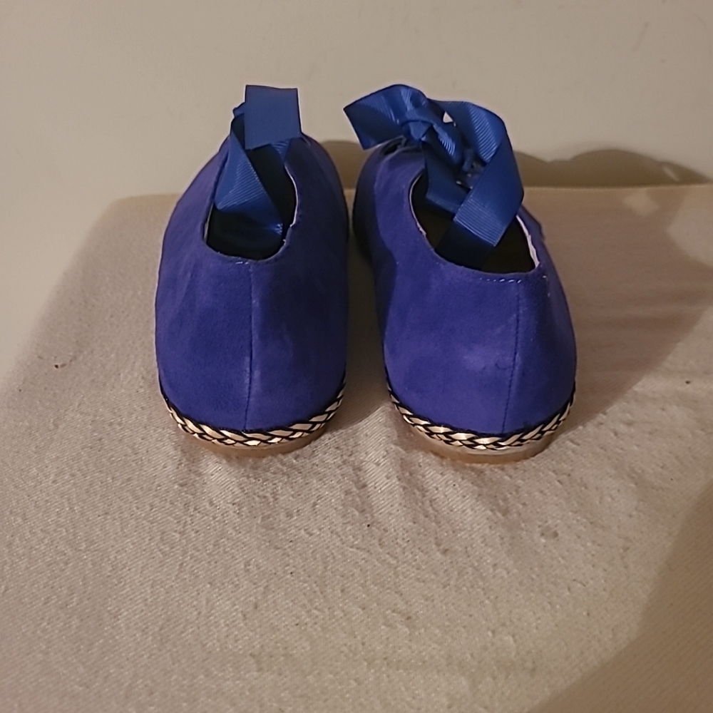Rara Avis Blue Suede Lace-up Flats - Picture 4 of 4